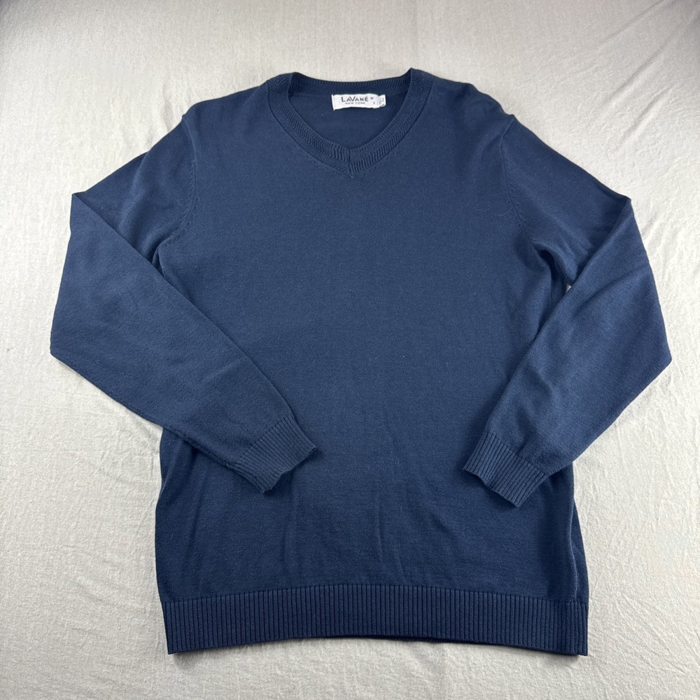 Lavane New York Sweater Mens S Blue Long Sleeve Sweatshirt V-Neck Preppy Luxury